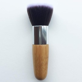 Reazana Makeup Brushes 2pcs Powder Foundation Brushes Face Blender Brush for Liquid Cream Mineral Buffing Blending Contour Blush Bronzer Kabuki Brushes Soft Synthetic Fibers Bamboo Handle (Flat Top)