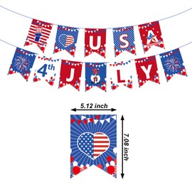 Eostankr USA 4th of July Banner Patriotic Banner Bunting Red White and Blue Banner Independence Day Decorations for Party Supplies