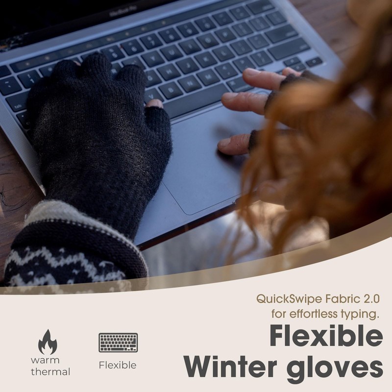 Rahhint Alpaca Wool Winter Warm Fingerless Gloves for Men Women