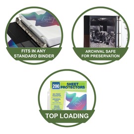 Samsill 200 Pack Heavy Duty Sheet Protectors, Non-Glare, 8.5x11 Inch Page Protectors for 3 Ring Binder, Letter Size Protectors, Reinforced Holes, Non-Glare Protector, Top Loading, Acid Free