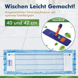 Okaei Pack of 2 Mop Cover (40 cm) – Floor Mop Cover for Dry and Wet Cleaning – Floor Mop Cover for All Standard Mop Holders and Presses – High-Quality Wiper Cover, Blue