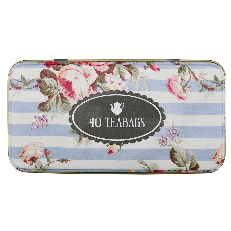 New English Teas Vintage Floral Tea Tin with 40 Earl