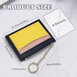 AdiStylinno Credit Card Holder Wallet for Women, PU Leather Minimalist Slim Card Wallet, Ladies Coin Purse Front Pocket Small Wallet with 4 Card Slots 1 Zipper Pocket and Key Ring (Dark Blue)