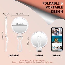 Auxmir 1X/30X Magnifying Mirror for Travel with Handle, Double Sided with 1X/30X Magnification and Tweezers, Foldable Portable Handheld Magnifying Mirror for Makeup, Shaving, Travel