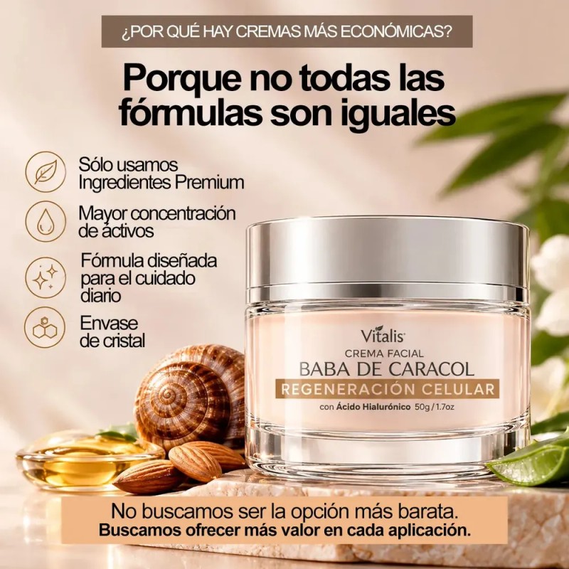 Crema Facial Baba de Caracol Vitalis Antiarrugas y Antimanchas 50ml