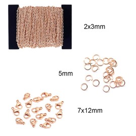 Zasiene Chain Bracelet 131 Pieces Rose Gold Chain Links Jewellery Making Accessories with Jump Rings Lobster Clasps for DIY Necklace Crafts (Rose Gold/12m)