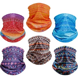 6 Pack Neck Gaiter Elastic Balaclavas Face Mask Versatle Bandana for Men Women - Color: Starry Sky Blue 6 Pack
