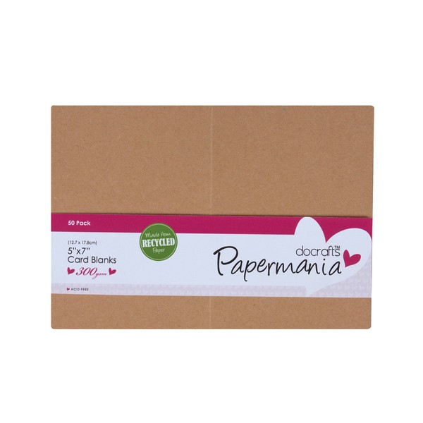 docrafts Papermania Cards/Envelopes, 5 by 7-Inch, Recycled Kraft, 50-Pack