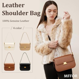 MFFOR Women's Shoulder Bag, Genuine Leather, 2-Way with 2 Belts, Crossbody Bag, Handbag, Lightweight, Small, Stylish, Large Capacity, Simple, Casual, Popular, Commuting to Work, Khaki