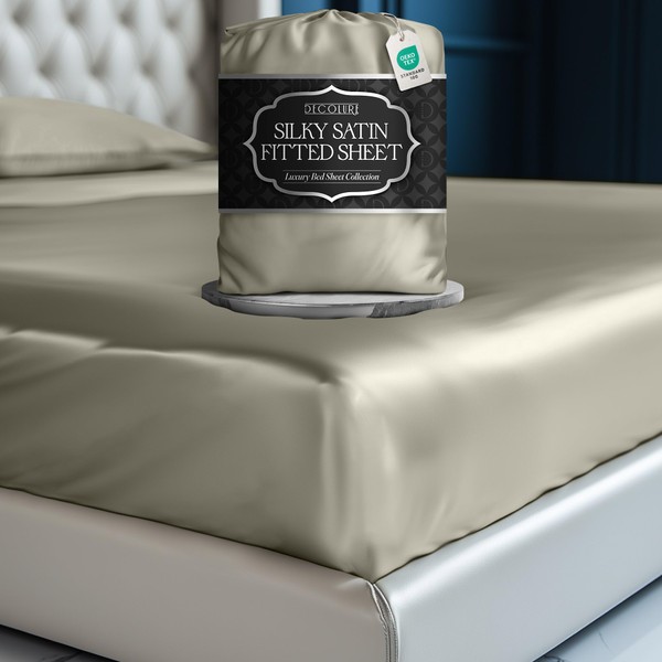 DECOLURE Satin Fitted Sheet Twin Size (1 PC) – Luxuriously