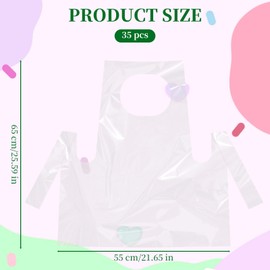 Notoke 35PCS Disposable Aprons for Kids Plastic Smocks Disposable for Kids Waterproof Oil Proof Small Clear Children Cooking Apron for Painting Cooking Eating Teaching DIY Craft Picnic