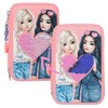 Depesche TOPModel 12950 Filled 3-Compartment Pencil Case in Pink, with