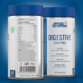 Applied Nutrition Applied Nutrition Digestive Enzyme - Vegan Digestive Enzymes Capsules, with Lactase, Protease, Amylase, Aids Digestion of Carbohydrates, Lactose, Proteins, Fats, for Flatulence Control (60 Servings)