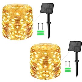 cshare Solar Lights Outdoor Garden,Cshare Total 200LED 2x10M Solar Fairy Lights Copper Wire 8 Modes Waterproof String Lights for Yard,Christmas Tree,Garden,Bedroom,Gate Indoor/Outside Decorations(Warm White)