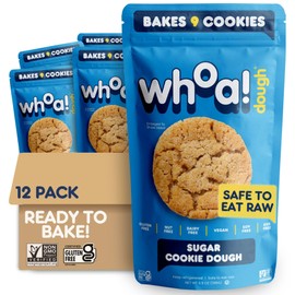Whoa Dough Ready to Bake Cookie Dough Sugar Cookie – Certified Non-GMO, Kosher, Gluten Free – Plant-Based Snack Dough Made with Real Ingredients – 12 Pack
