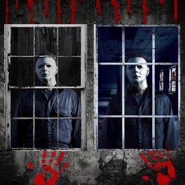 2 Pcs Halloween Horror Window Cover, Scary Curtain Window Door Decorations
