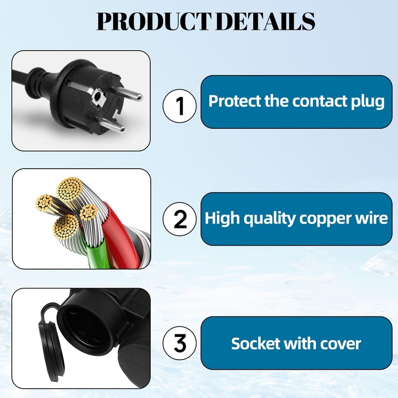 Socket Distributor Outdoor Double Plug IP44 Waterproof 3500W 16A 250V