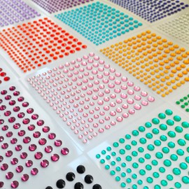Self Adhesive Gem and Pearl Stickers for Face, 4 Size 3mm/4mm/5mm/6mm,3 Sheet Pearls and 12 Sheet Sticky Rhinestones for Body Makeup,2475 Pcs Stick on Acrylic Jewels for Nail Eyes Hair