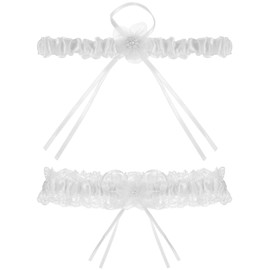 Lace Wedding Garters for Bride, White Stretch Prom Garter for Bride, Lace Garter for Bridal Leg Thigh Band, Women’s Bridal Garters Set