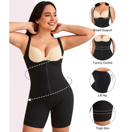 RDSIANE Fajas Colombianas Moldeadoras - Faja Body Shaper Tummy Control Butt Lifting Shapewear for Women Postpartum Faja Open Bust - Black,Small
