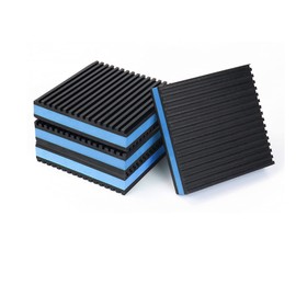 GCGOODS Rubber Anti-Vibration Pad, 3" x 3" x 7/8" Heavy Duty Ribbed Rubber with Blue EVA Center Isolation Pads for HVAC, Air Compressor, Treadmill, Washer and Dryer, Air Conditioner Units, Pack of 4