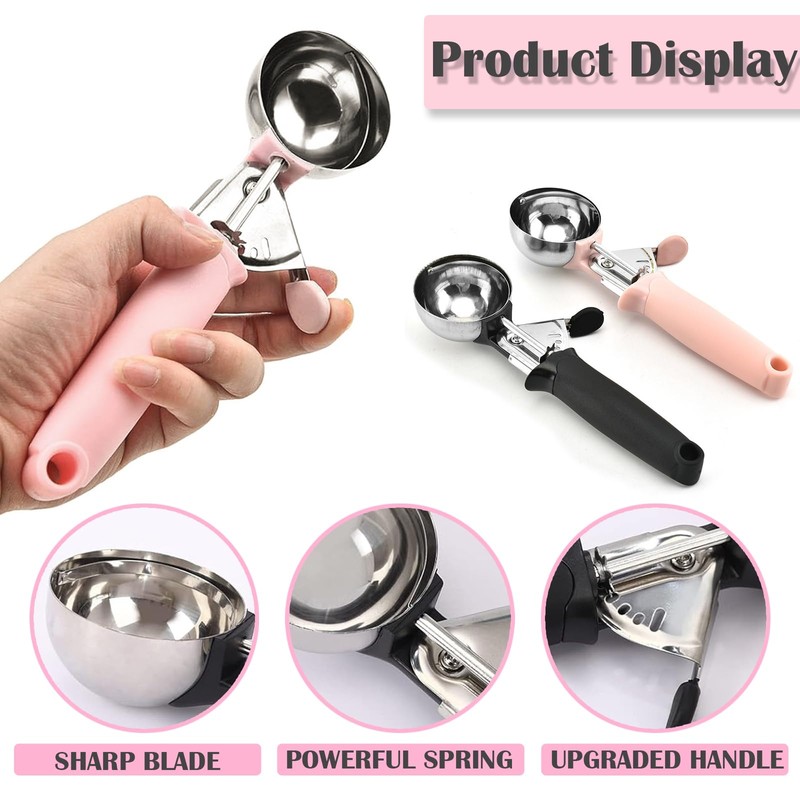 2pcs Ice Cream Scoop, Ice Cream Scoop with Trigger, Cookie