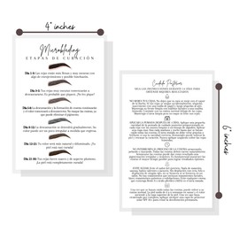 SPANISH Microblading Stages of Healing and Aftercare | 30 Pack | 4x6” inch Post Card Size | Etapas de la curación | Black & White Design