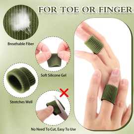 Blulu 24 Pieces Toe Tubes 0.98 Inches Cushion Tube Corn Pads for Toes Sleeves Soft Gel Protectors for Cushions Corns Blisters Calluses 3 Size(Military Green,Assorted Sizes)