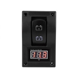 Rocker Switch Toggle, Qiilu 12V DC Marine Boat Voltmeter LED Dual Battery Test Panel Rocker Switch ON-Off-ON