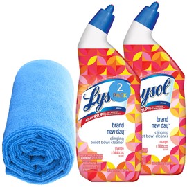 2-Pack Toilet Bowl Cleaner with Mango & Hibiscus | Clinging Toilet Cleaner + Large 16x16" Towel