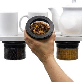 Vascito New Lidless Airtight Magnetic Storage Containers, Coffee Bar Accessories, Brown Sugar Keeper, Cute Mini Fridge Containers, Space Saving Storage, Quick One Handed Access (Modern Black, 3 Pack)