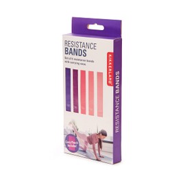 Kikkerland Exercise Rubber Resistance Strength Training Bands 5 Set with Carrying Case, Fitness Workout for Home Gym Outdoor Travel