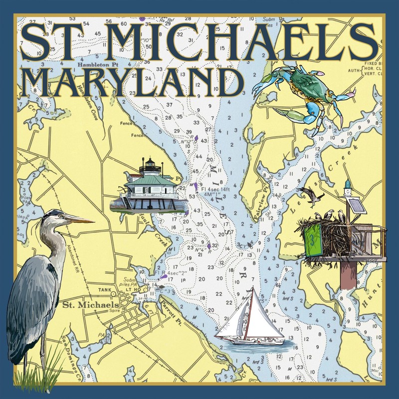 St. Michaels, Maryland, Nautical Chart (Absorbent Ceramic Coaster, Single, Cork
