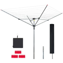 STO STO Umbrella Clothesline for Laundry, 4-Arm 12 Lines with 164 Feet Drying Space, Steel Frame, Adjustable Height, Outdoor Umbrella Rotary Drying Rack, Collapsible Clothes Drying Rack for Backyard