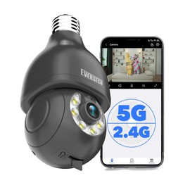 EVERSECU 2K HD Light-Bulb Security Camera, Wireless 2.4G&5Ghz WiFi, Outdoor&Indoor, RTSP Stream, Work with Alexa, 360° View, Auto Tracking, 2 Way Audio, Motion Detection, Remote View