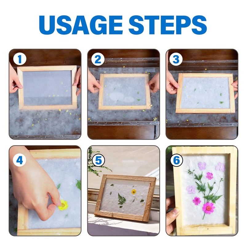 5 Pieces Paper Making Frame Wood DIY Natural Paper Craft