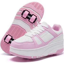 ANEFUN Roller Skate Shoes for Kids Girls Boys Detachable Wheeled Fashion Sneakers