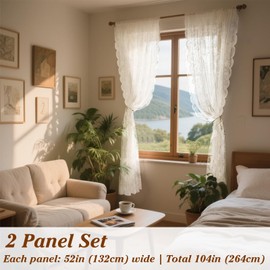 NAKIHOUSE Lace Voile Curtain, 2 Panels Net Curtains for Windows 84 Drop, Elegant Slot Top Sheer Curtains, Light Filtering White Voiles for Bedroom Living Room, Breathable & Graceful Window Drapes