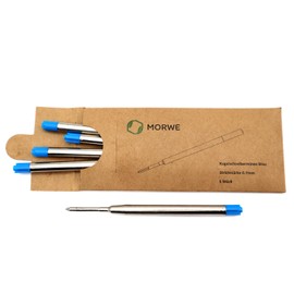 MORWE Ballpoint Pen Refills Blue / Set of 5 Large Capacity Refills G2 Suitable for Many Ballpoint Pens / Ballpoint Pen Refills Made of Metal for Refillable Sustainable Ballpoint Pens Blue Ink