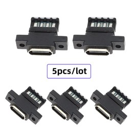 xiwai 5pcs/Set DIY OEM Type C Female Socket Connector to 6Pin PCBA Pinout Vertical Scew Mount Type DC 5V/20V PD Power for Wiring