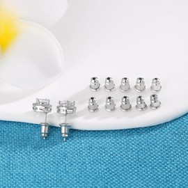 Earring Backs 12PCS White Gold Locking Earring Backs for Studs Droopy Ears Heavy Earrings Seure Pierced Earring Backing for Post Earring Lifter Support Backers