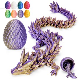 Cessfle 3D Printed Dragon Easter Egg, Dragon Eggs with Dragon Inside, Easter Basket Essentials Stuffers, Prefilled Easter Eggs with Toys, Crystal 3D Dragon Fidget Toys for Kids 5-7