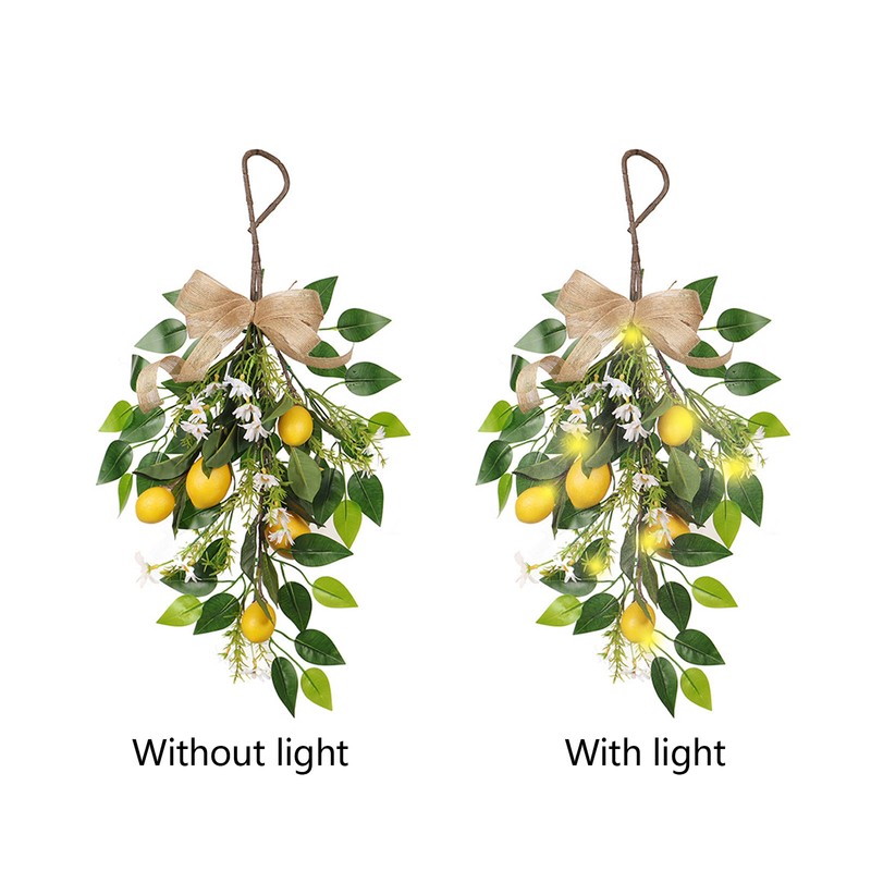 Artificial Lemon Teardrop Wreath Wall Hanging Teardrop Lemon Fruit Wreath