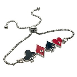 Card Player Bracelet Adjustable with the 4 Suit of Cards Hearts Spades Diamond Clubs Poker Casino