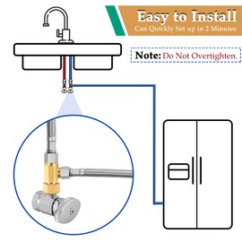 Brass Water Line Adapter Splitter for Refrigerator, Ice Maker Fridge Supply Line Tee Valve with 1/4 Compression Fitting(1/4"-3/8"-3/8", 1 PCS)