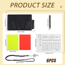 louuuou 6 PCS Football Referee Kit, Football Stuff Red And Yellow Cards Referee Whistle With Lanyard Whistles Sports With Leather Case Recording Papers Pencil, For Coach Sports Accessories