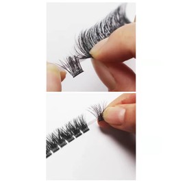 Hannahool Wide Stem Cluster DIY Eye Lashes Extensions Mixed 10-12-14-16mm/14-16-18mm Individual False Eyelashes D Curl Dramatic Volume Eyelashes (Mixed 14-16-18mm)