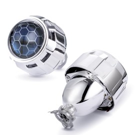 YUFANYA 2.5 Inch Honeycomb Bixenon Projector Lens with Sliver Chrome Shrouds,High/Low Beam Function Mini H1 Fit for H1 H4 H7 Car Motorcycle Retrofit