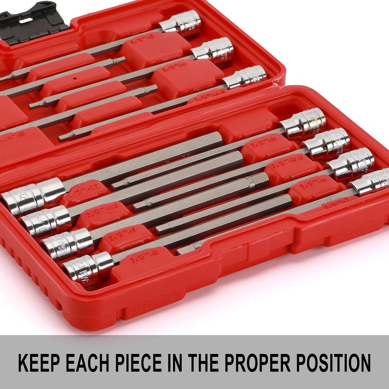 EMENTOL 13PCS 1/4", 3/8" and 1/2" Drive Long Hex Bit