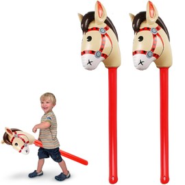 agogue Pack of 2 Inflatable Horse, 37 Inch Horse Inflatable Pony Rod, Inflatable Horse Crafts, Hobby Horse for Children Decoration, Cowboy Themed Party Decoration